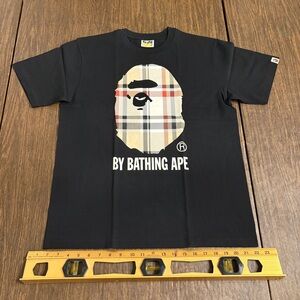 Bape Black Tee with Checkered Ape Design